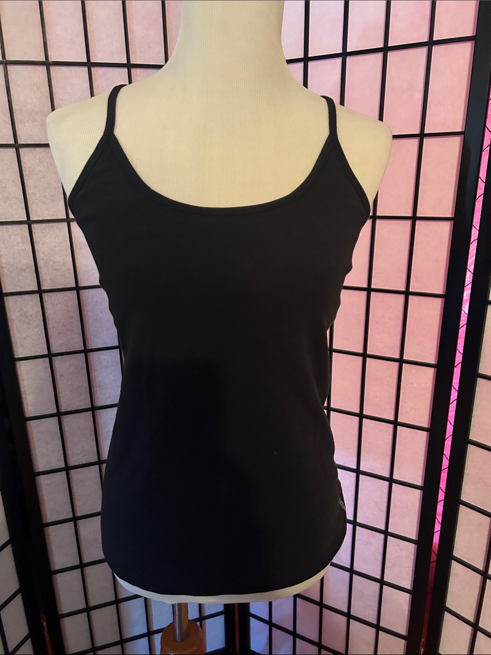FP Movement by Free People Black Spaghetti-Strap Tank w/strappy back design